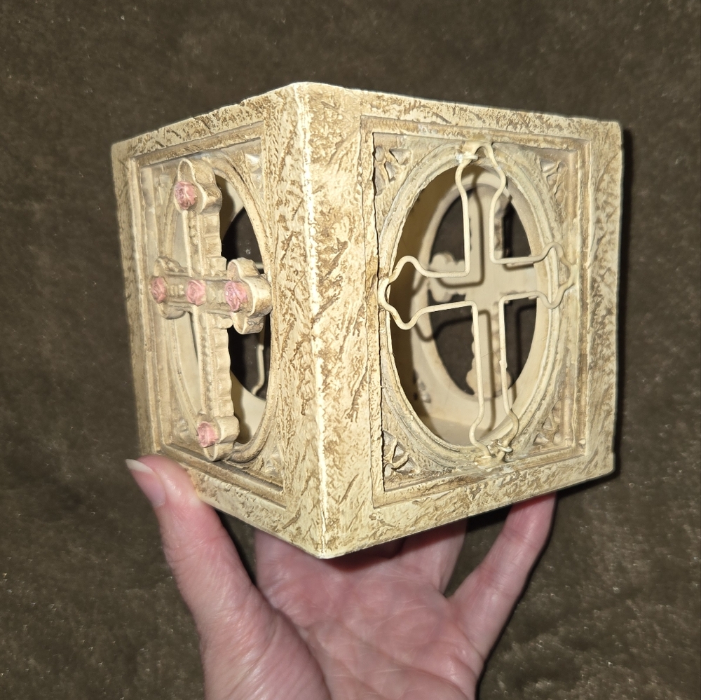 Square Resin cross votive candle holder